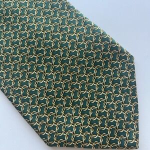 BROOKS BROTHERS Makers Green Chain Link SILK TIE 57" X 3 3/4"‎ Made USA